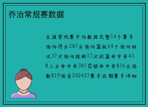 乔治常规赛数据